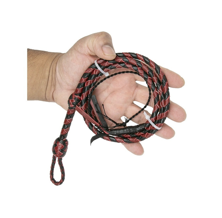Pocket Mini Whip 3ft - Black & Red Leather, 6 Plait
