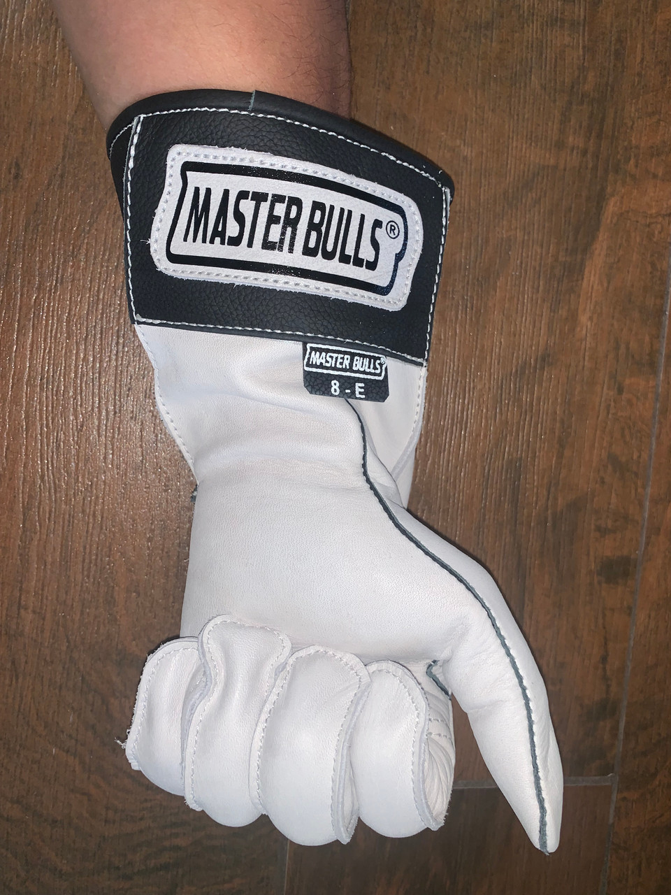 White Left Hand Bull Riding Glove | EPT Bull Ropes