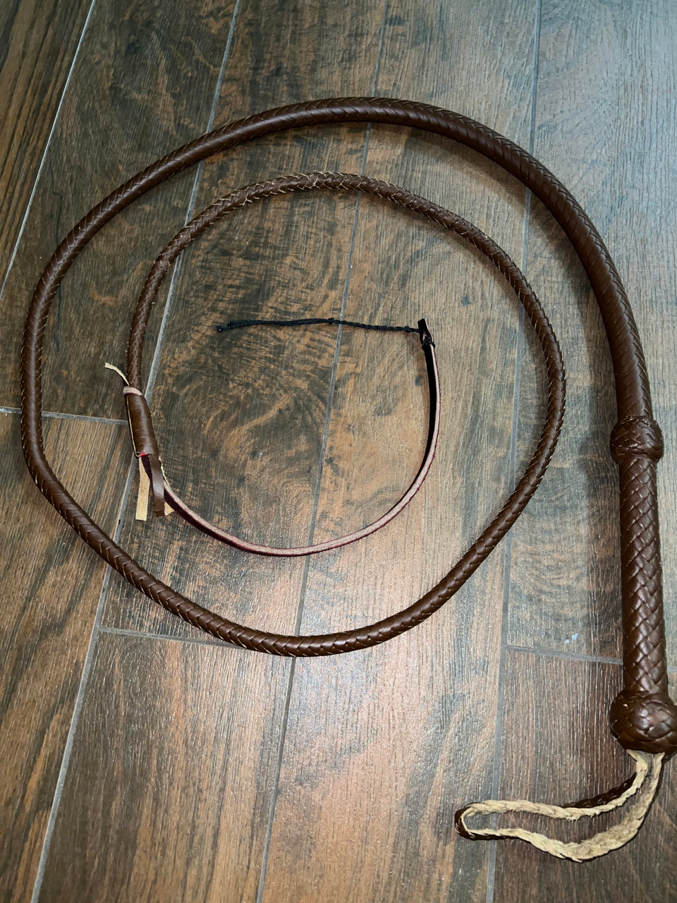 Bull Whip - Burgundy Colored Leather 12 Ply - 8ft Handmade