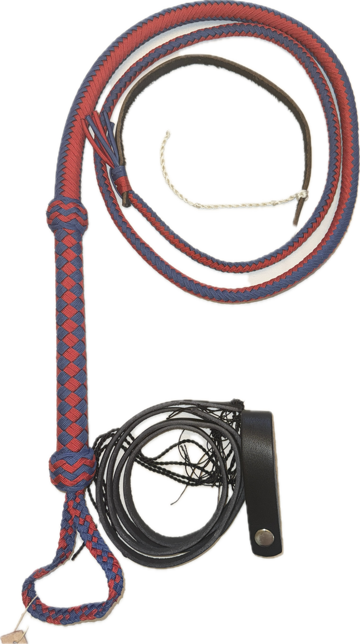 Fouet Bullwhip En Paracorde Nylon 10 Pieds (3m) - 12 Tresses, Rouge Et