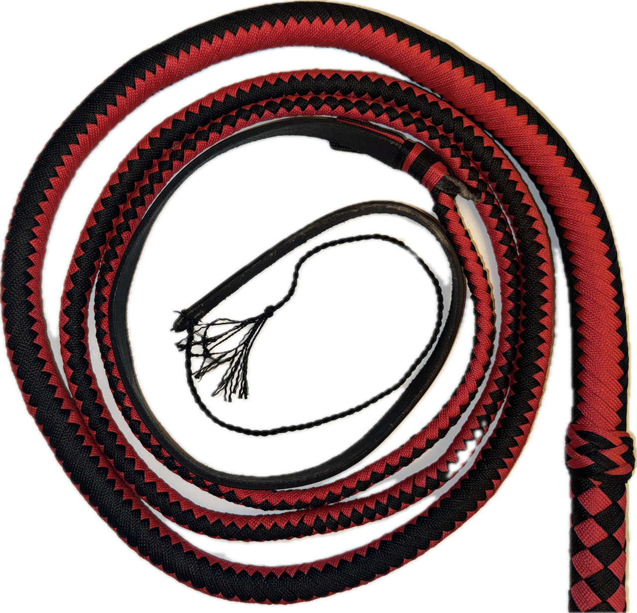 Black and Red Paracord Bull Whip Handmade 4ft to 14ft