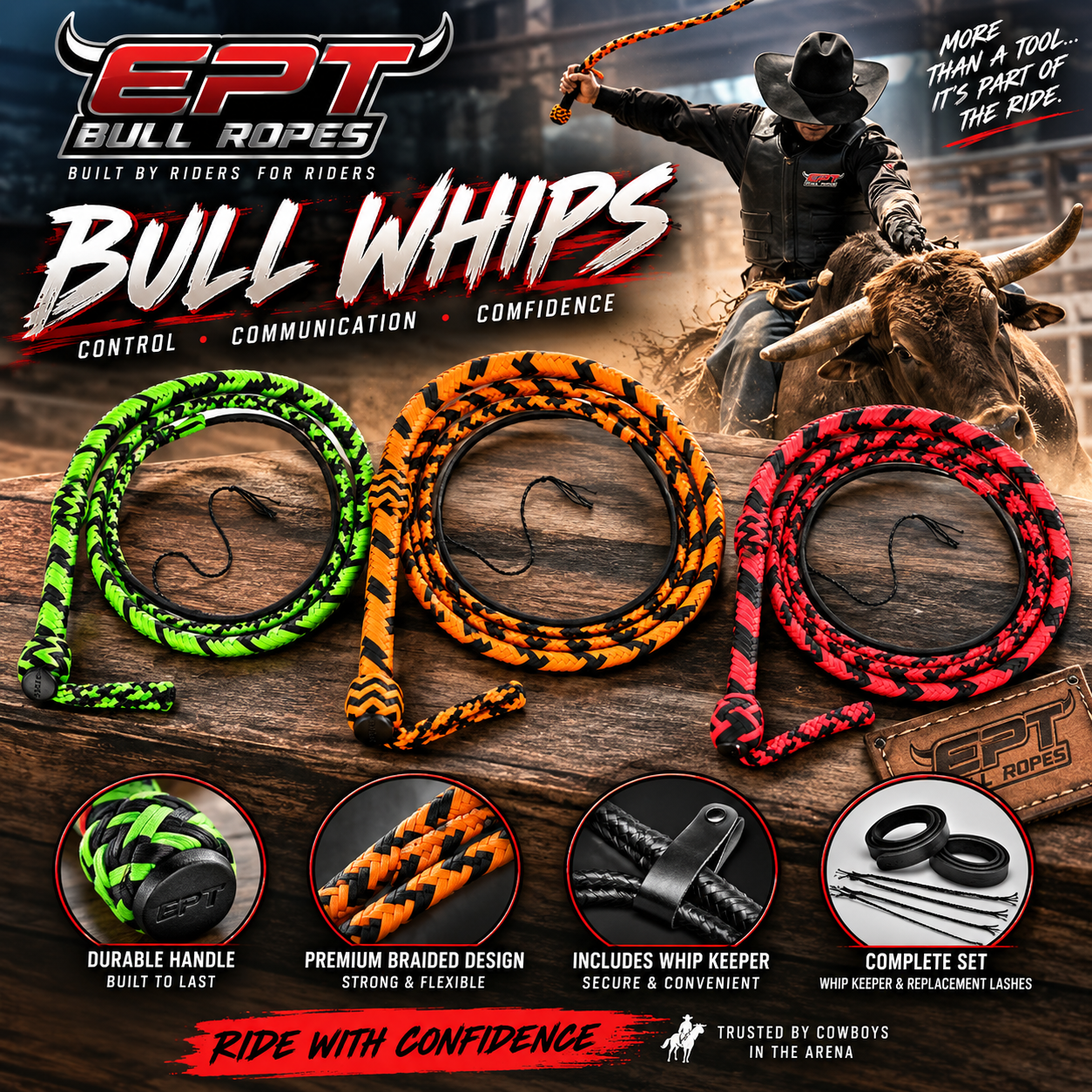 Bull Whips – Leather & Paracord Rodeo Whips