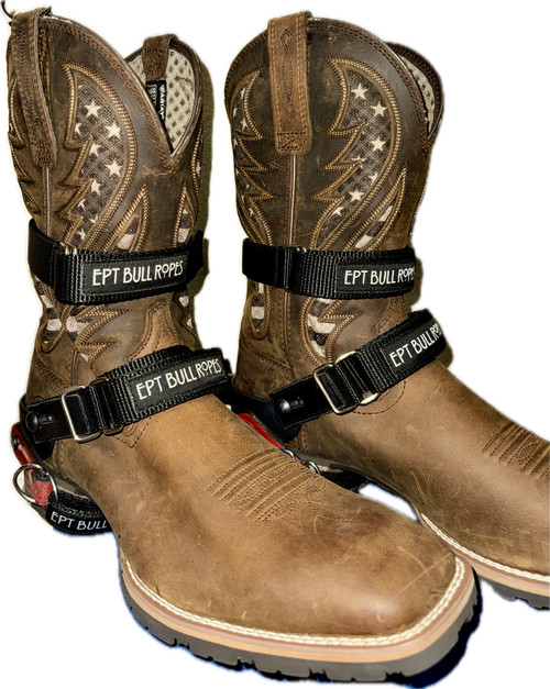 EPT Adult Black Nylon Bull Riding Spur Strap Kit Boot Size 11 or Larger