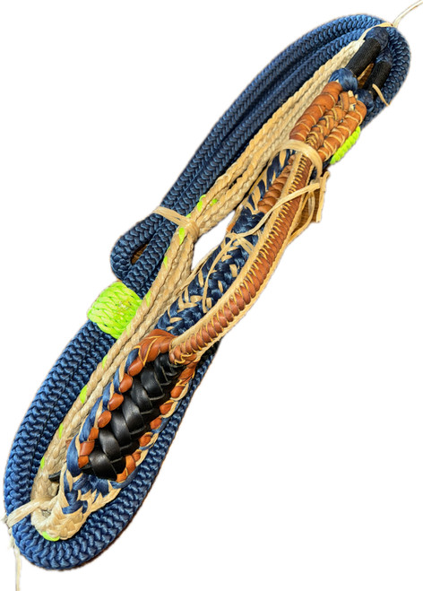 12ft navy blue tan Brazilian Hybrid kids mini bull rope 9/7 RH or LH
