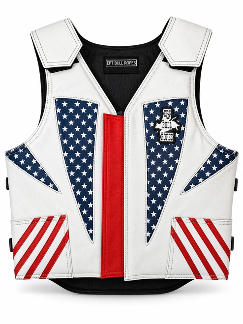 EPT v3.0 Patriot full-grain leather adult bull riding vest with impact padding