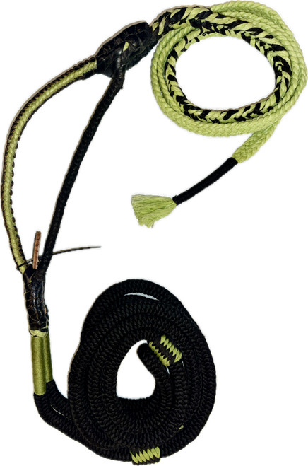 Black Double Braid on Green Poly - Brazilian Jr Bull Ropes 7x9 LH 3/4" x 3/4" Half Lace-Half Skip 14'