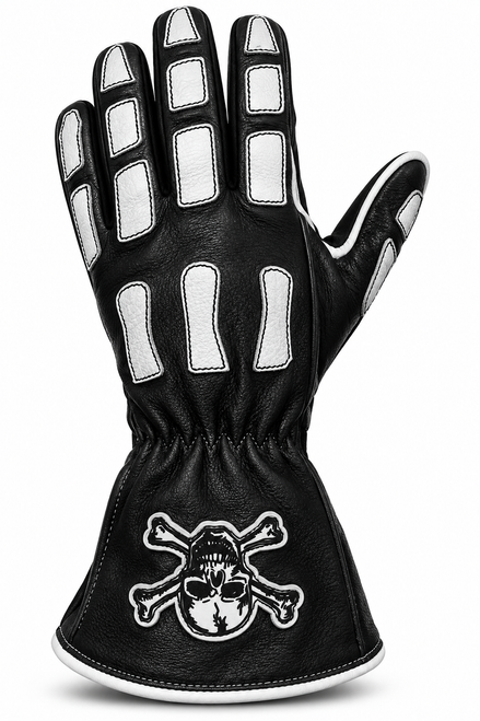 Skull & Bones black deer hide bull riding glove by EPT Bull Ropes