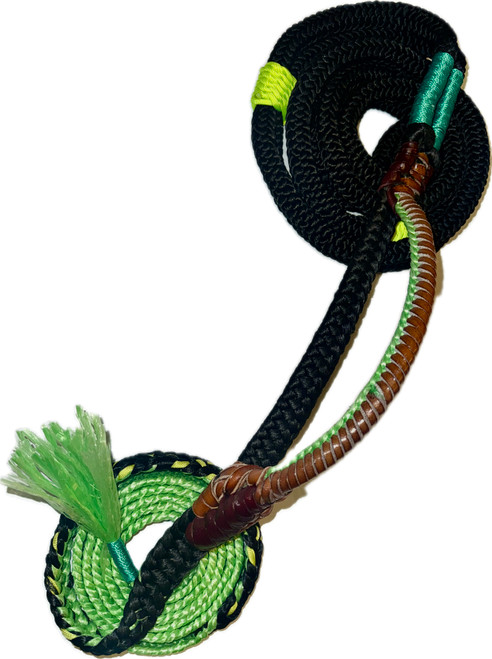 Black Double Braid & Green Poly- Jr Bull Brazilian Ropes 7x9 LH 3/4" x 3/4" - 14ft
