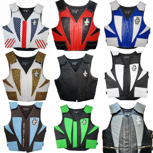 Custom Leather Bull Riding Vest v3.0 -  Leather EPT Brand - Adult Sizes: Small to 2XL