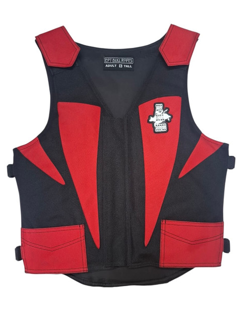 EPT v3.0 red and black Cordura adult bull riding vest with impact padding