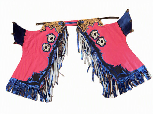 Pink & Metallic Blue Bull Riding Rodeo Chaps Overview