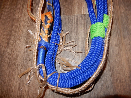 Royal Blue Nylon on Tan Poly Pro 9/7 RH 3/4" x 3/4'" - EPT Bull Rope -Rodeo Rider 16'