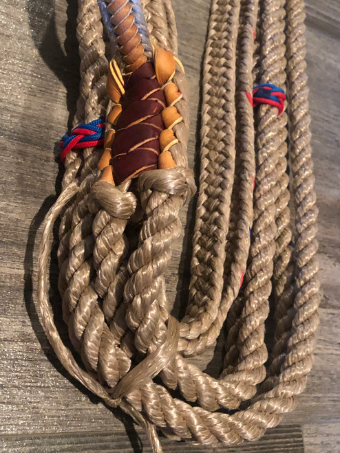 Tan Poly & Burgundy Leather - EPT Bull Ropes Custom PRO 9/7 LH - riding rodeo bull rider 16'