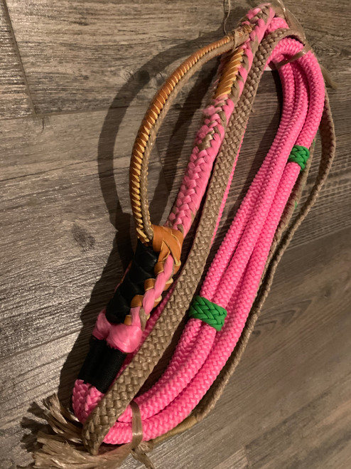 Pink on Tan Poly Mini Bull Rope - EPT