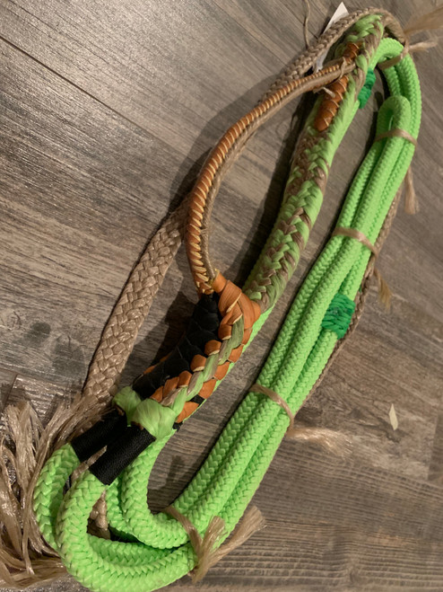 Lime Green Nylon on Tan Poly Jr Bull 9/7 RH or LH EPT Bull Rope JR