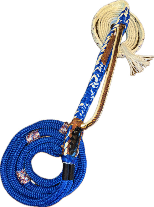Patriot Bull Rope - EPT Signature Blue Nylon On White Poly Pro 9/7 RH or LH Soft 3/4 x 3/4 Bull Rope