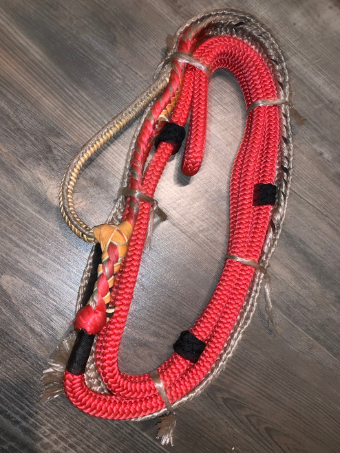 Red Mini Bull Rope 9/7 LH 3/4 x 3/4 EPT Bull Rope - Mini Bull riding rodeo bull rider 12'