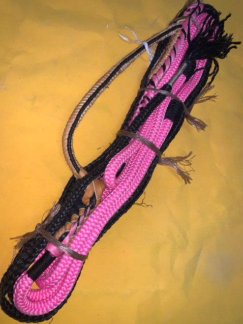 Pink Nylon & Black Poly Pro 9/7 LH 3x4" x 3/4" EPT Bull Ropes -  Bull Riding Rodeo Rider 16'