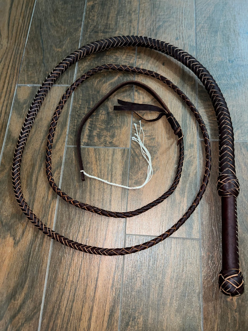Bull Whip - Burgundy Colored Leather 8 Ply 10ft Handmade