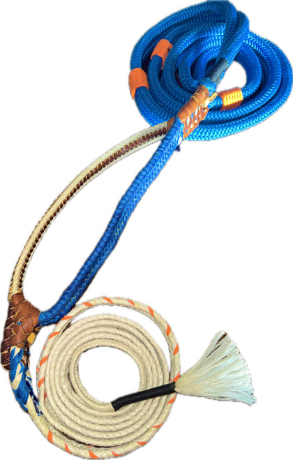 Pacific Blue & White Poly Brazilian Pro Bull Ropes 7x9 LH 3/4" x 3/4" EPT -Rodeo Bull Rider 16'