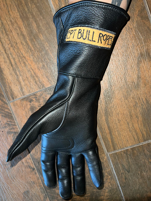 Right-Hand Bull Riding Glove Black Calfskin Leather