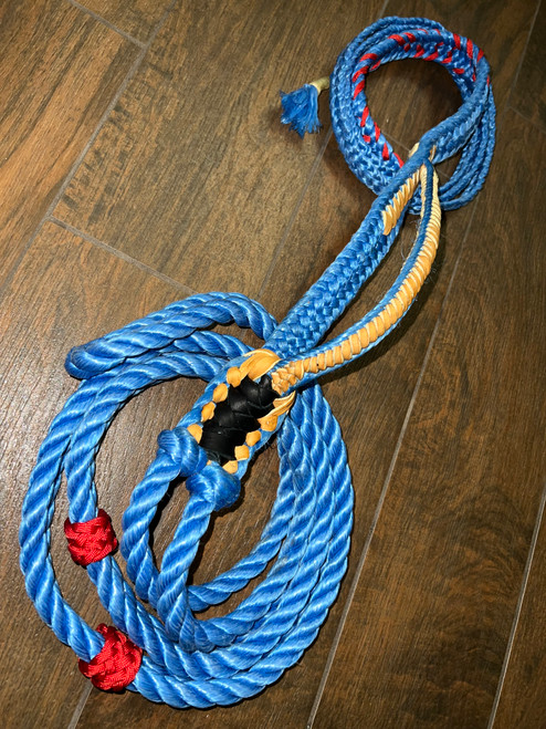 Blue Poly Mini Bull/Steer Rope Kids 9/7 RH 3/4 x 3/4 - Mini Rodeo Rider 12'