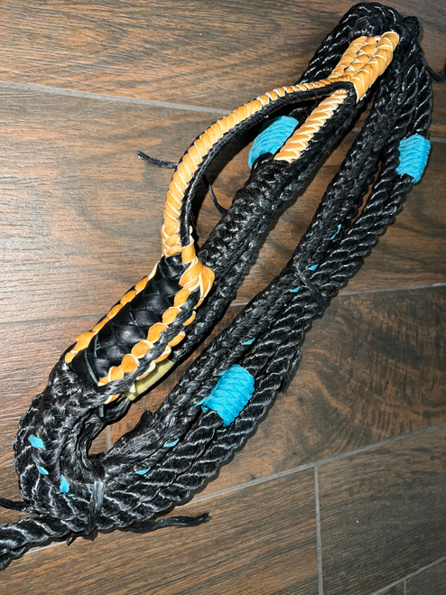 Black Poly Mini Bull/Steer Brazilian Hybrid Rope 9/7 RH 3/4 x 3/4 - Mini Rodeo Rider 12'