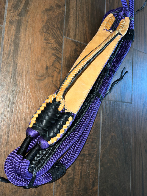 2" Off Set Purple Nylon on Black Poly Pro 9/7 Right Hand  3/4 x 3/4" EPT Bull Ropes Rodeo Rope 16'