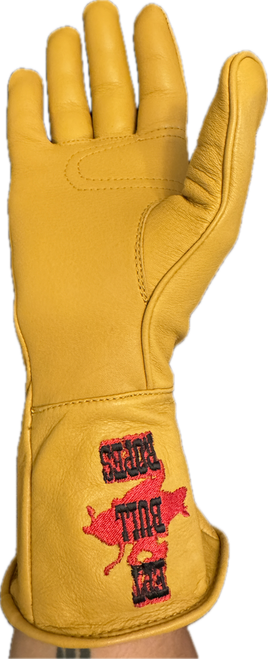 Front side view of the Tan Deer Skin EPT Bull Riding Glove