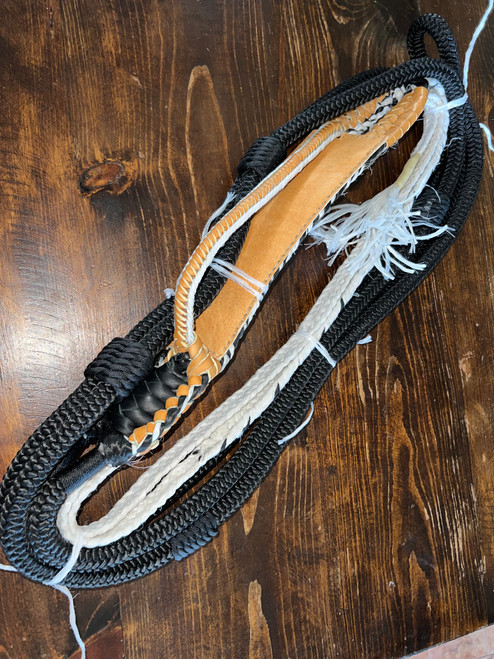 2" Off Set Bull Rope Pro- Black Nylon on White Poly- 9/7