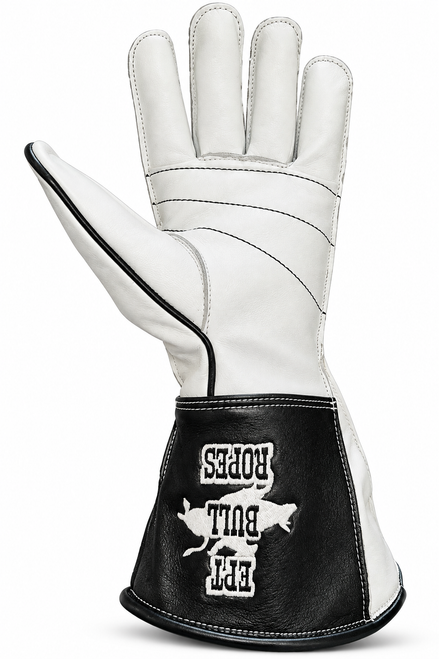 EPT Black & White Calf Skin Bull Riding Glove