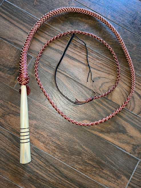 EPT wood handle leather bull whip 8 ply handmade