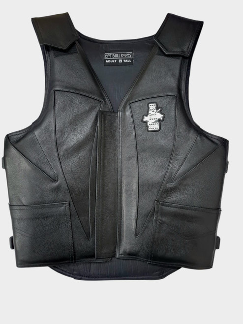 EPT Leather Bull Riding Vest v3.0 - Black Leather EPT Brand - Adult Sizes: Small to X-Large