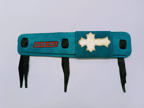 Bull Rope Pad - Leather Master Bulls - Turquoise w Gold Cross