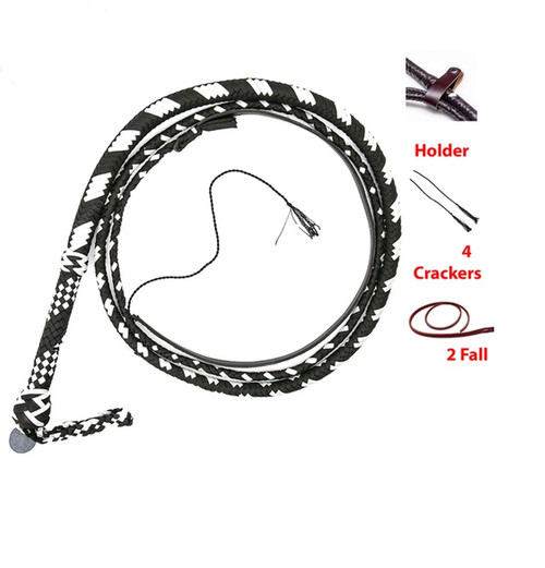 Black white 16 ply paracord bull whip