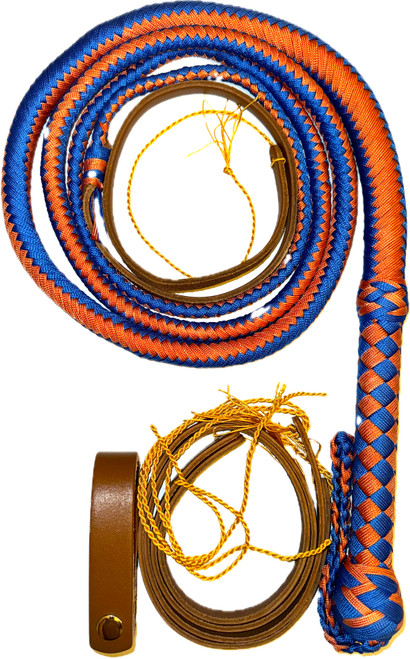 EPT blue orange paracord bull whip braided handle