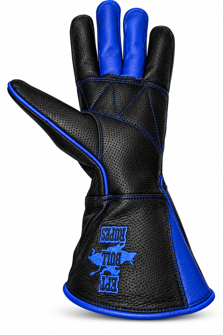 EPT Textured Black Blue Calfskin Left Hand Bull Riding Glove