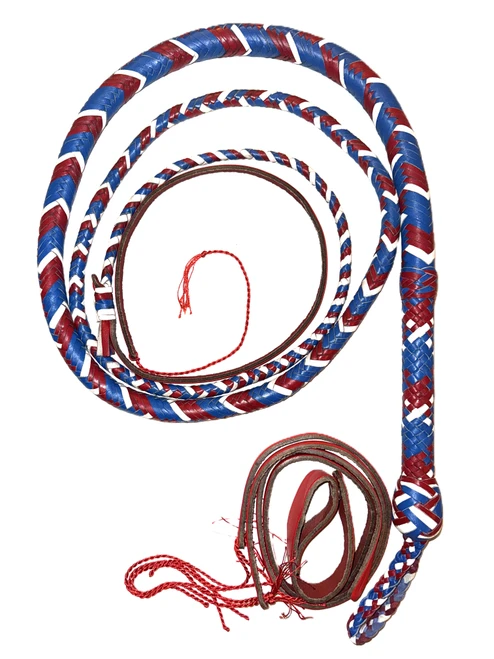 Patriot red white blue leather bull whip 16 ply handmade