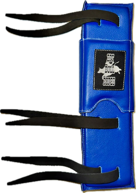 Youth blue leather bull rope pad 12 x 3.5