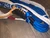 Pacific Blue & White Pro 9/7 RH- 7/8"x7/8" EPT Bull Rope - Block close up