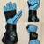 Premium Reinforced Black & Turquoise Calf Leather Left Hand Bull Riding Glove with Built on Wrist Strap