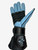 Premium Strap-Reinforced Calf Leather Bull Riding Glove EPT (Left Hand, Outer Seam)  Black & Light Blue