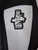 EPT Leather Bull Riding Vest  v3.0 - Black & White Front Patch Close up