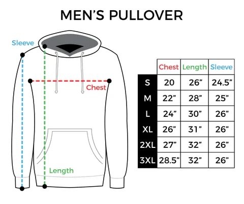 Men's Pullover Size chart