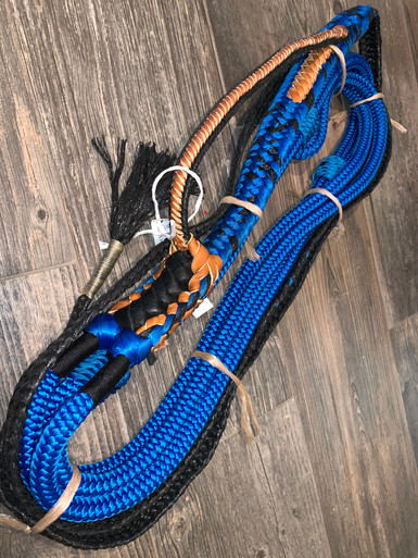 Royal Blue Black Pro 9.7 RH Bull Rope for Rodeo Riders