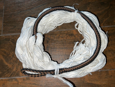 6ft White Poly Bronc Rein - Black/Brown - EPT Bull Ropes