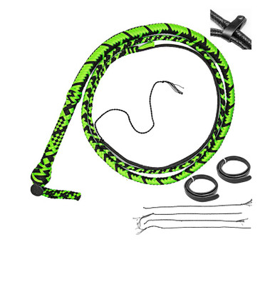 Black Lime Green Bull Whip – Handmade 4ft to 14ft Whip