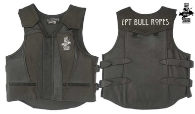 EPT Premium Leather Bull Riding Vest - Black (Adult Small)