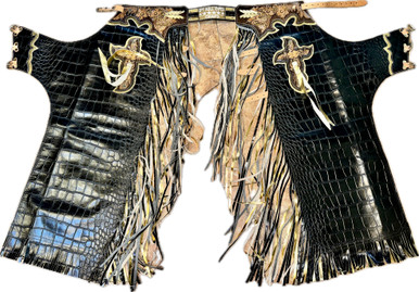 Chaps Rodéo De Rodéo Bull Riding En Cuir De Vachette Pour Adulte - Style Western, Franges, Neuf Bull Riding Chaps