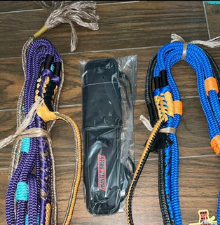 pair of ropes purple on tan poly & pacific blue on black poly instagram post